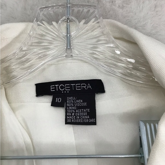 Etcetera Linen Blend Two Piece Set Jacket /Pants Career Classic Creme Size 10/12 - Picture 2 of 15